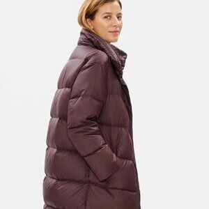 Eileen Fisher Eggshell Recycled Nylon Puffer Coat s. XL Raisin